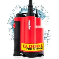 Hecht Schmutzwasser-Tauchpumpe 3775 mit integriertem Schwimmer, Kunstoffgehäuse, Tragegriff, 13.000 l/h, 750 W, 9 m Förderhöhe