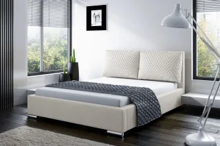 Polsterbett Bett Doppelbett GALENO 180x200 cm in Stoff Weiss