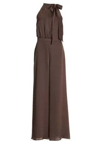 SWING - Jumpsuit mit Schluppe aus Satin chocolate brown - Gr. - 36