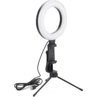 HAC24 Ringlicht LED Handy Ringlampe Smartphone Lampe Licht Ringleuchte, Ø 16 cm mit Stativ und Handyhalter Dimmbar
