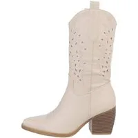 Ital-Design Damen Cowboyboots Western Westernstiefel (84160559) Blockabsatz Western- & Bikerstiefel in Beige