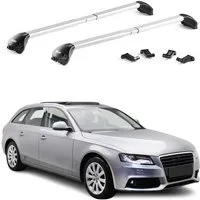 OMAC Dachträger Grundträger für Audi A4 Avant B8 2008-2015 Aluminium Silber 2 tlg ABE (2-St), Wasserbeständig,Abnehmbar,Multifunktional,Leichtgewichtig