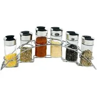 Cheffinger Gewürzständer 6-teiliges Set mit 90ml – Glas & Edelstahl Streuer für Ihre Gewürze, (6-tlg)