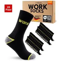 sockenkauf24 Arbeitssocken Herren 10 Paar WORK Socken Arbeitssocken (20-Paar) Verstärkter Fersen- und Zehenbereich, gepolsterte Sohle