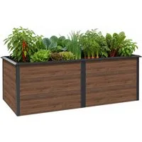 Zelsius Hochbeet verzinkter Stahl 200 x 100 x 77 cm Anthrazit RAL 7016 Walnuss Holzopti, Inkl. Schneckenschutz