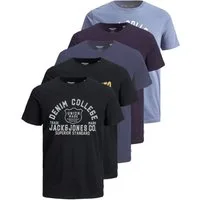 Jack & Jones Print-Shirt Bedrucktes T-Shirt aus Baumwolle (5er-Pack)