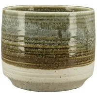 finehomegarden Blumentopf Blumentopf / Übertopf Stone „ECOLO“ grün/natur H7,5 cm + 11 cm (1 St), Übertopf in Steinoptik Grün/Natur für Mini-Pflanzen 2Größen wählbar
