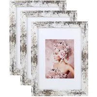 IDEAL TREND Bilderrahmen 3er Pack Holz Bilderrahmen Foto Plexi Rahmen Acryl Collage Wanddeko Po, für 3 Bilder (3 St), MDF Bilderrahmen mit Passepartout und Kunststoffglas