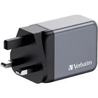 GaN-Ladegerät 65W, 1x USB-A , 2x USB-C grau, PD 3.0, QC 3.0