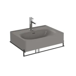 VitrA Equal Waschtisch-Set 66052 mit Waschtisch 60 cm, steingrau matt VC, mit Handtuchhalter Metall schwarz matt