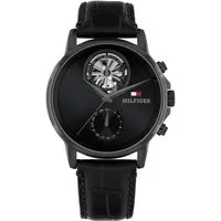 Tommy Hilfiger Multifunktionsuhr Stewart 1710748, Quarzuhr, Armbanduhr, Herrenuhr, Lederarmband, analog