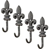Levandeo® Garderobenhaken, 4er Set Set Haken Wandgarderobe Garderobe Gusseisen Antik Shabby Chic