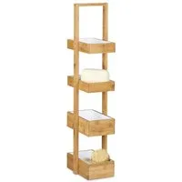 relaxdays Badregal Bambus Badregal mit 4 Ablagen