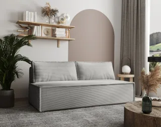 Sofa Designersofa AMANDA 3-Sitzer mit Schlaffunktion in Stoff Zoom Grau