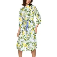 Marc Cain Midikleid Amalfi Portofino Lemons Premium Damenmode Sommerkleid, bedruckt