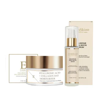 Hautreparatur Schneckenmucin-Serum 60ml + Hyaluronsäure & Kollagen Tagescreme 50ml