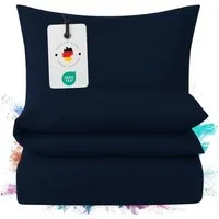 Carpe Sonno Bettwäsche Mako Satin 135 x 200 & 155 x 220 - Baumwolle Reißverschluss Einfarbig, Mako-Satin, 2 teilig, OEKO-TEX Premium Bettbezug 155x220 2 teilig - Marine Blau Uni