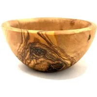 Olivenholz-erleben Tapas-Schale rund Ø 14 cm aus Olivenholz – rustikal und handgefertigt, Olivenholz, (1-tlg), Jede Schale ein Unikat – natürliche Maserung, rustikales Olivenholz