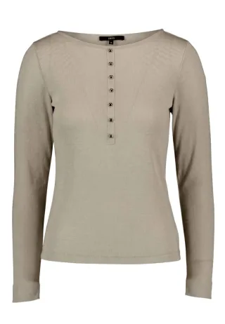 zero - Langarmshirt mit Knopfleiste beige - Gr. - 38