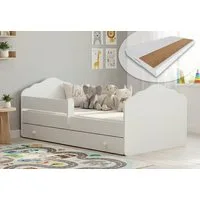 Kids Collective Kinderbett für Mädchen mit Matratze und Schublade & Lattenrost (70x140, 80x160 cm Jugendbett Einzelbett Komplettbett in weiß), Bett für Kinder Bett komplett Set Rausfallschutz Kinderbett 80x160 cm