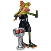 formano Dekofigur Frosch mit Grill Wurst 17cm Froschfigur Kunststein glänzend (1 St)