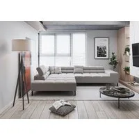 Home affaire Ecksofa Ancona New, wahlweise motorische Sitztiefenverstellung, auch in Cord, feine Steppung, mit Kopfteilverstellung, 3 Zierkissen, L-Form