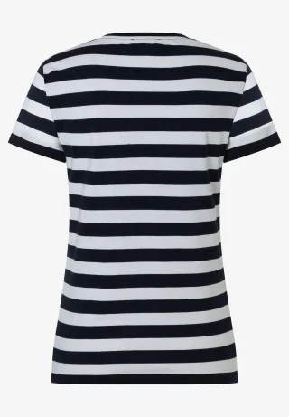 MORE & MORE - Streifenshirt mit Paillettenroller blau - Gr. - 36