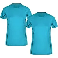 James & Nicholson Laufshirt Doppelpack Damen Sportshirt mit reflektierenden Details JN422 (Doppelpack, 2 Stück) Feuchtigkeitsregulierend, atmungsaktiv und schnell trocknend