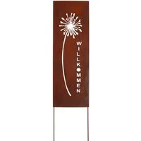 UNUS GARDEN Gartenstecker Roststecker Schild Pusteblume (1-St., ca. 90 x 30 cm (H x B), inklusive Streben ca. 133 cm) Metallschild Gartenparty Hauseingang Geschenk WILLKOMMEN