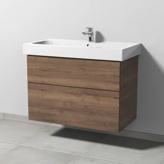 Sanipa 3way Waschtischunterbau zu Geberit iCon Waschtisch mit 2 Auszügen, Eiche-Tabak SM65250