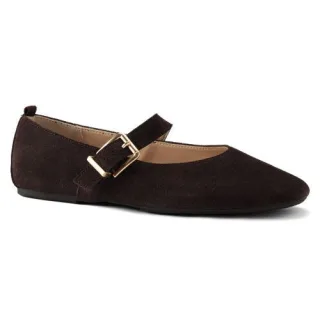 Riemchenballerinas aus Veloursleder, Damen, size: regular, Rot, Rauleder, by Lands' End