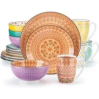 vancasso Geschirr-Set 16-tlg Tafelservice, für 4, Porzellan, BOHO-Stil, Spülmaschinenfest (16-tlg), 4 Personen, Porzellan