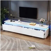 KLAM HOME Lowboard Moderner TV-Schrank Lowboard 180cm in Hochglanz-Optik (Elegantes Medienmöbel mit LED-Beleuchtung), Praktischer TV-Stand mit 4 Schubladen für Fernseher bis 80 Zoll