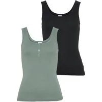 KangaROOS Tanktop (Packung, 2-tlg., 2er-Pack) einmal mit und einmal ohne Knopfleiste