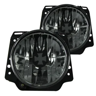 Scheinwerfer Klarglas Schwarz Smoke mit Iron Cross Cap für VW Golf 2 II MK2
