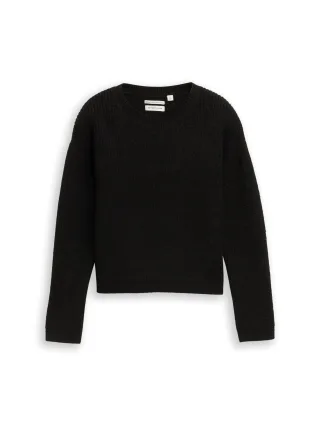 tom tailor kids - Cropped Strickpullover in Glitzer-Optik heavy black - Gr. - 140