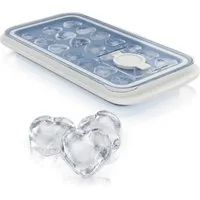Arendo Eiswürfelform Silikon 78ml, 21 Eiswürfel, spülmaschinengeeignet, stapelbar, (1-tlg), Herzform, Deckel mit Einfüllöffnung, leichtes Herauslösen, BPA-frei
