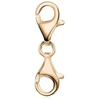 Materia Charm-Einhänger Eleganter Karabiner Doppel Verschluss aus Silber in Roségold vergoldet, 925 Sterling Silber