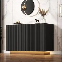 Merax Sideboard in Schwarz-Marmoroptik (1 St., Buffetschrank mit Push-to-Open-Funktion), Kommode mit LED & Bluetooth, Anrichte mit 3 Türen & Stauraum, B:120cm