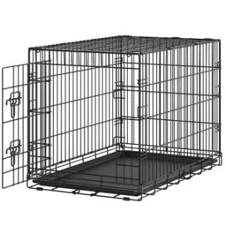FEANDREA Faltbarer Hundekäfig mit 1 Tür und Kunststoffschale 92,5 cm, 58,2 cm, 63,4 cm
