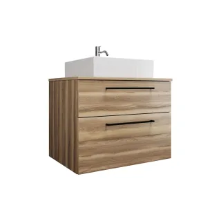 Burgbad Keramik Waschtisch-Set Eqio Frassino Dekor Cappuccino/Alpinweiss, SGUP080F3437C0001 SGUP080F3437C0001