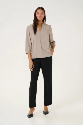 Langarm-Bluse Regular fit taupe