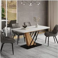 Vicco Esstisch Fenaro, Weiß/Goldkraft Eiche/Goldkraft Eiche, 120 x 80 cm ausziehbar (1-St)
