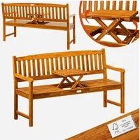 Casaria Bank Picknick, Wetterfest Holz FSC® 480kg Belastbar Garten Holzbank Eukalyptus