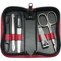 EloModa Maniküre-Kosmetik-Etui 5-tlg Maniküre-Set aus Echtleder – Made in Germany, Solingen Instrume, 5 tlg., Made in Germany