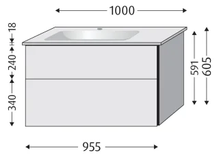 Sanipa WTU mit Auszügen für Becken links 3way (BP335) 591x955x477 Kaschmir-Matt, BP3351U BP3351U