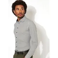 DESOTO Langarmhemd Jerseyhemd Casual Kent langarm Flexibler Stretch, mit Minimal Print, Kentkragen