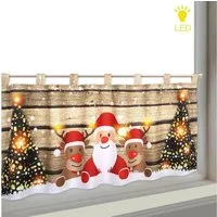 Delindo Lifestyle Scheibengardine WEIHNACHTS-TEAM (1 St), Schlaufen, blickdicht, Microfaser, HxB: 45x120, mit LED-Beleuchtung