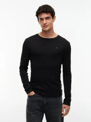 Tommy Jeans (PVH Group) - TJM ORIGINAL RIB LONGSLEEVE TEE TOMMY BLACK - Gr. - XL