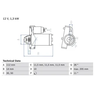 Bosch Anlasser 1,3 kW Citroen Lancia Peugeot Renault